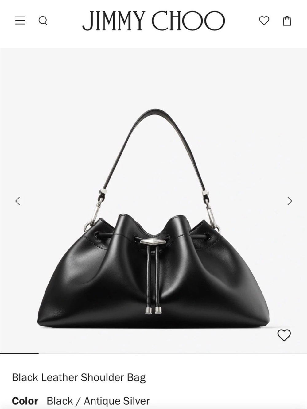 Jimmy Choo Black Cinch Drawstring Shoulder Bag - Picture 1 of 6